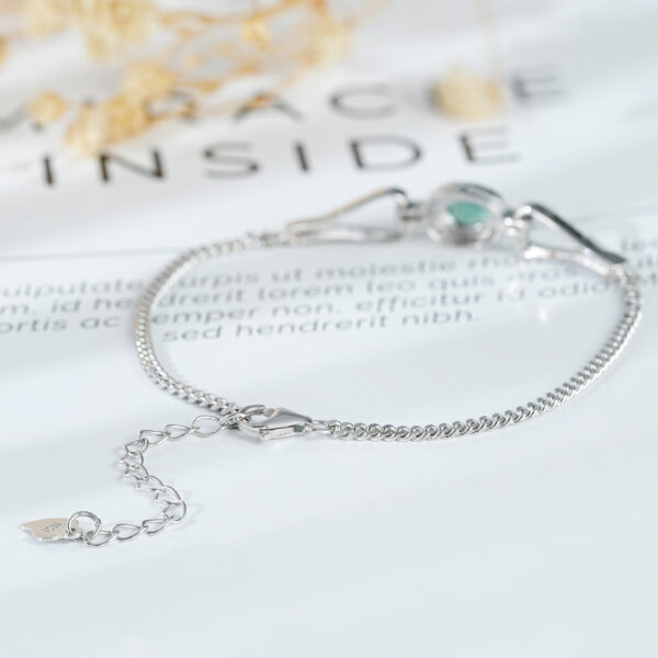 Fashion S925 Silver Emerald Bracelet With Synthetic Zirconia - obrazek 3