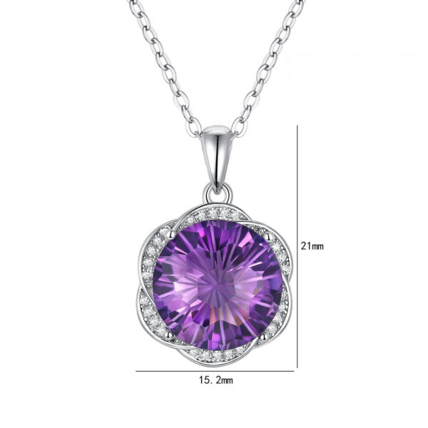 S925 Silver Set Natural Amethyst Necklace European And American Luxury Flower Design Pendant - obrazek 4